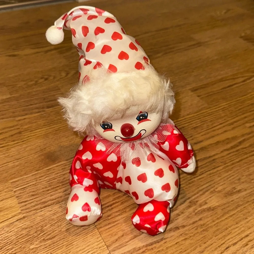 vintage 1991 wind up clown with rotating head Red/White *WORKS!* stuffed toy